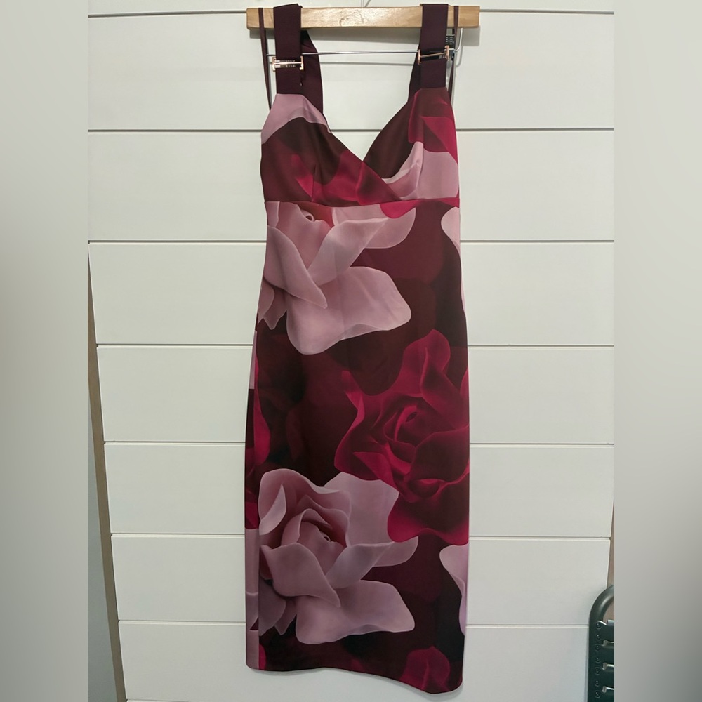Ted Baker red Mallie Porcelain rose body con dress size 3 us sz 8 - Picture 4 of 12